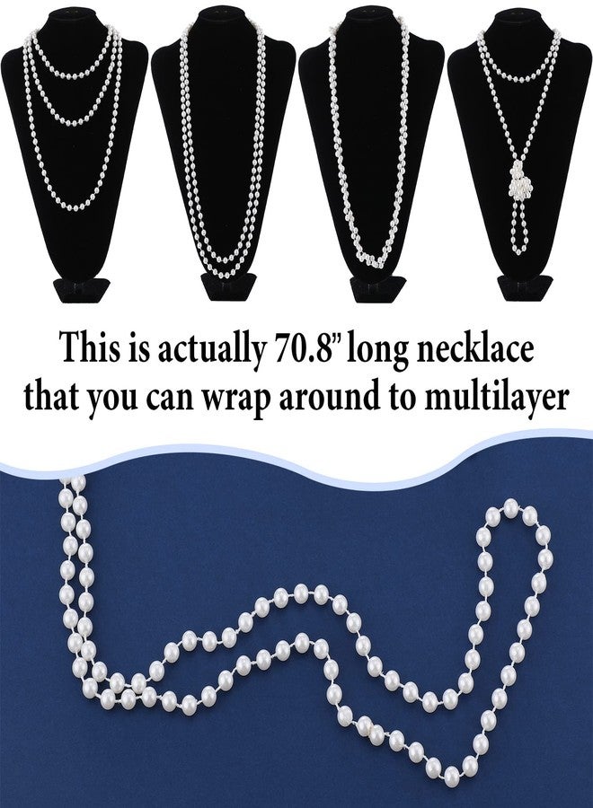 Aurelema 8 Pcs Pearl Necklace and Earrings Set for Women 1920s Costume Jewelry Bracelet Set for Wedding Birthdays Gifts(Vintage Style) - Image 5